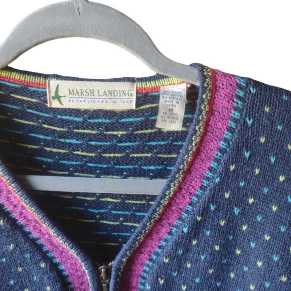 Marsh Landing Vintage Full Zip Nordic FairIsle  Sweater M - LAST CHANCE - Picture 5 of 10